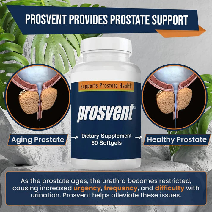 PROSVENT Suplemento natural avanzado de apoyo de próstata para hombres con palma enana, vitamina D y zinc para aliviar la frecuencia y urgencia urinarias (60 unidades)